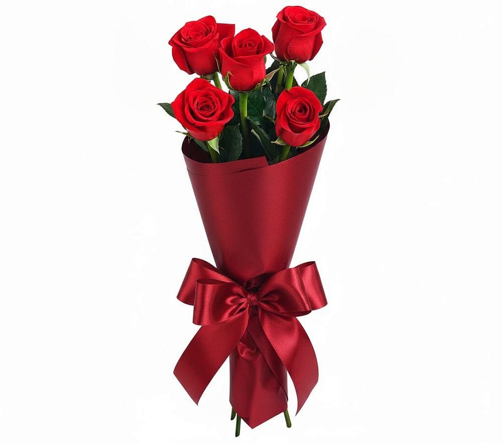 Букет 5 Красных роз Эдлесс Лав в Ольгино