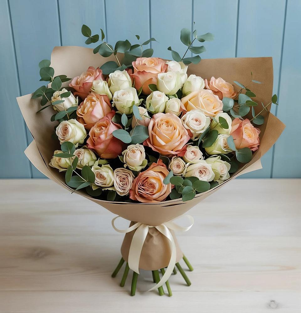 Букет цветов из: Альстромерии и Розы в Ольгино