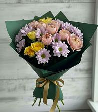 Букет цветов из:  Хризантемы и Розы в Ольгино