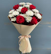 Букет цветов из:  Розы и Хризантемы в Ольгино