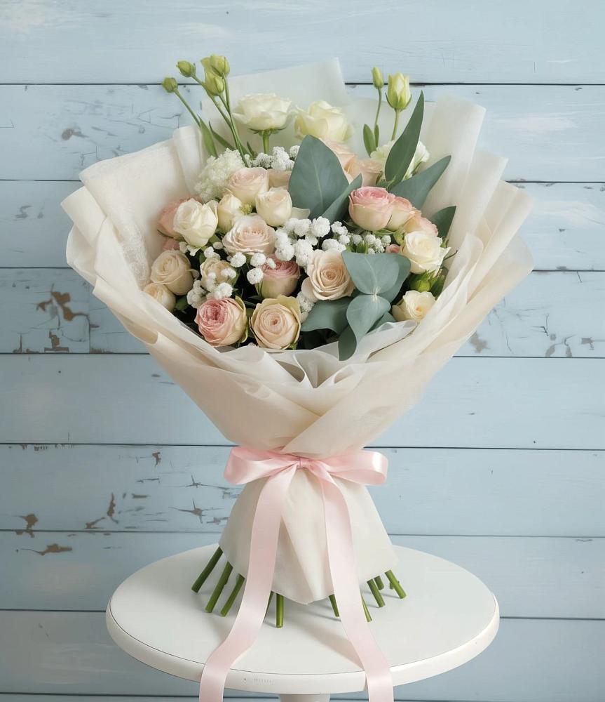 Букет цветов из: Розы и Лизиантусы в Ольгино