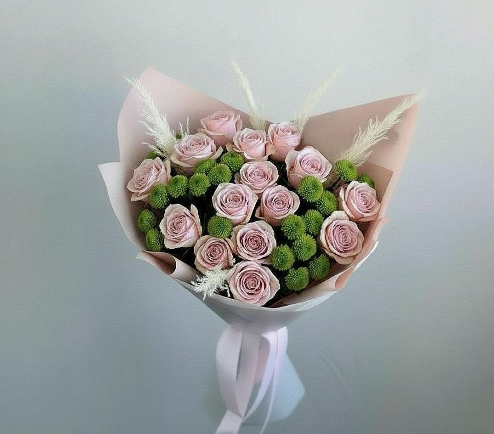 Букет цветов из: Розы и Хризантемы в Ольгино