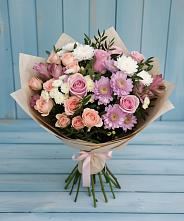 Букет цветов из:  Хризантемы, Розы и Альстромерии в Ольгино