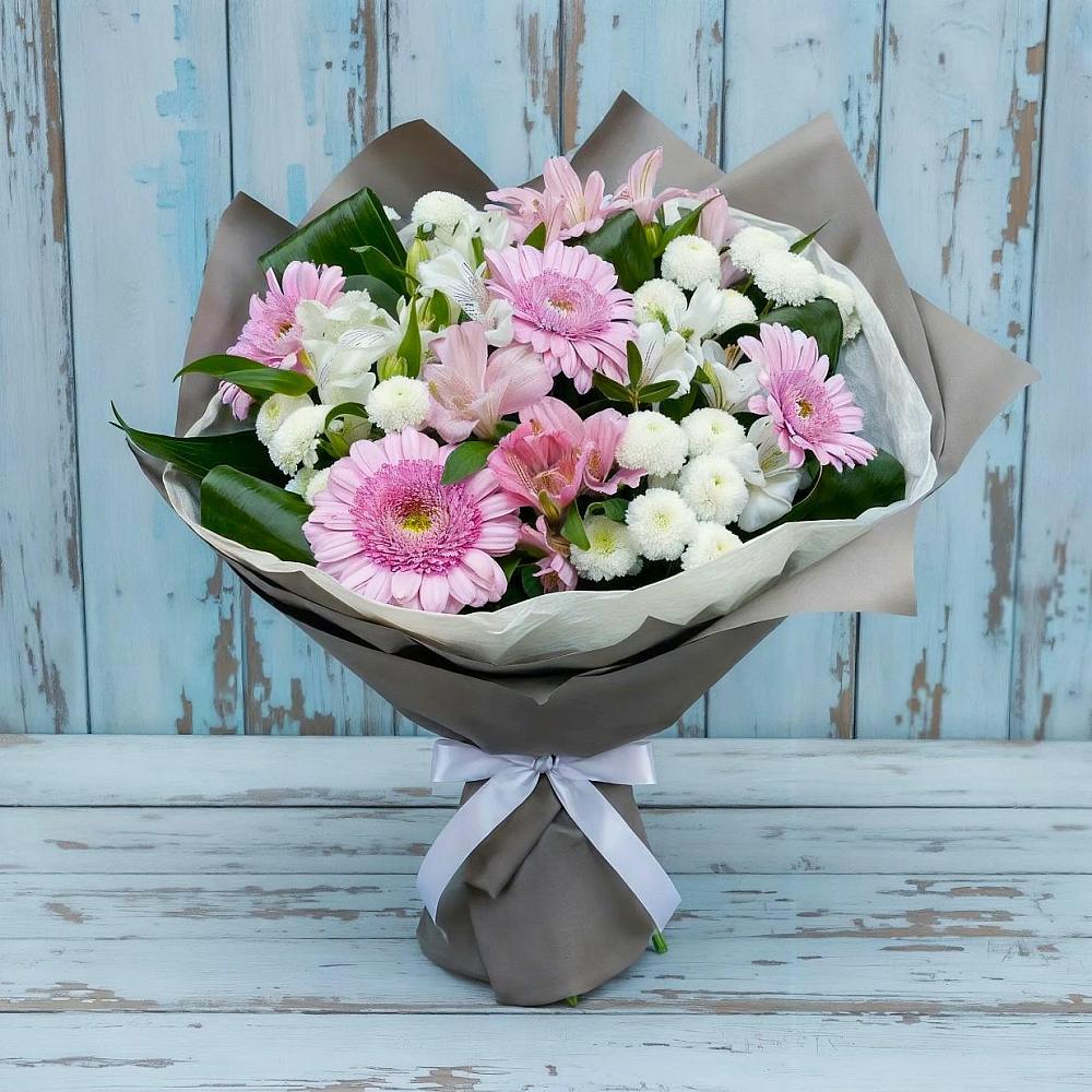 Букет цветов из: Герберы, Альстромерии и Хризантемы в Ольгино
