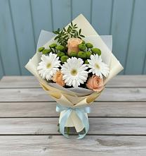 Букет цветов из:  Герберы, Розы и Хризантемы в Ольгино