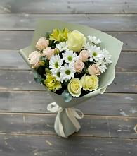 Букет цветов из:  Альстромерии, Розы и Хризантемы в Ольгино